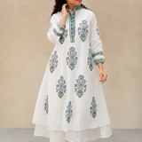 Meher Neel Bloom Handblock Kurta Dress