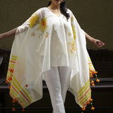 Sunlit Floral Veil Hand-Painted Kaftan