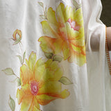 Sunlit Floral Veil Hand-Painted Kaftan