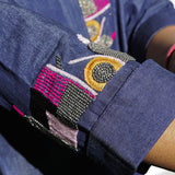 Midnight Embroidered Bloom Denim Shirt