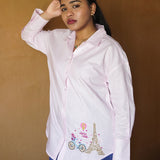 Paris Charm Embroidered Linen Shirt