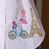 Paris Charm Embroidered Linen Shirt