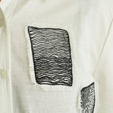 Ivory Abstract Patch Linen Shirt