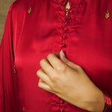 Royal Ruby Embellished Modal Kurta set of 2