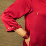 Royal Ruby Embellished Modal Kurta set of 2