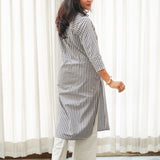 Charcoal Blossom Check Kurta