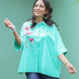 Floral Mint Ease checks Shirt