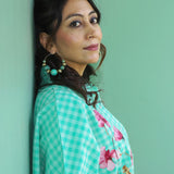 Floral Mint Ease checks Shirt