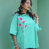 Floral Mint Ease checks Shirt