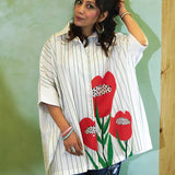 Flora Pop Petals & Pinstripes Shirt
