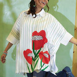 Flora Pop Petals & Pinstripes Shirt