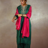 Gulzaar Green Embroidered Festive Kurta Set with Dupatta