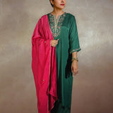 Gulzaar Green Embroidered Festive Kurta Set with Dupatta