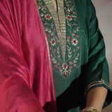 Gulzaar Green Embroidered Festive Kurta Set with Dupatta