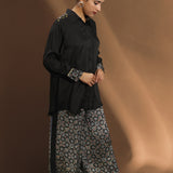 Raven Ajrakh Hand-block Printed Co-ord Set - Black
