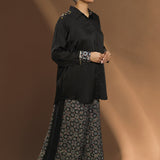 Raven Ajrakh Hand-block Printed Co-ord Set - Black