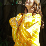 Saffron Breeze Leheriya Tie-Dye Top