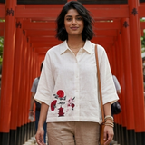 Japanese Garden Embroidered Linen Shirt
