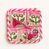 Pink Mahjong Bag Set for Tiles and Racks with mat