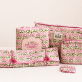 Pink Mahjong Bag Set for Tiles and Racks with mat