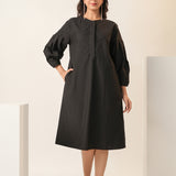 Gem Black Poplin Dress