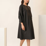Gem Black Poplin Dress