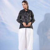 Pompon Black and White Embroidered Shirt