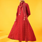 Kanak Red Block Print Dress
