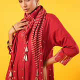 Mayur Red Block Printed Scarf