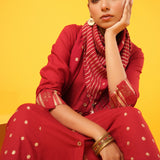 Mayur Red Block Printed Scarf
