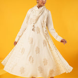 Kanak Off White Block Print Dress