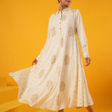 Kanak Off White Block Print Dress