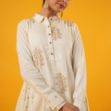 Kanak Off White Block Print Dress