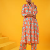 Kasturi Orange Ikat Kurta Set