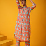 Kasturi Orange Ikat Kurta Set