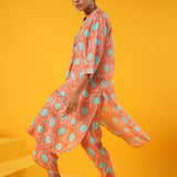Kasturi Orange Ikat Kurta Set