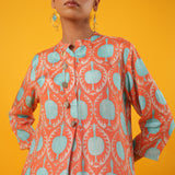 Kasturi Orange Ikat Kurta Set