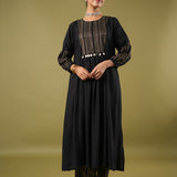 Taamras Black Block Print Kurta