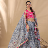 Teej Teal Blue Lehenga