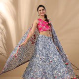 Teej Teal Blue Lehenga