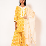 Kinjal Yellow Batik Kurta Set Of 3