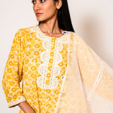 Kinjal Yellow Batik Kurta Set Of 3