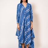 Zinnia Flared Blue Batik Dress