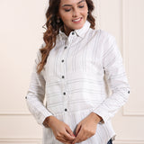 Crystal White Cotton Shirts For Women