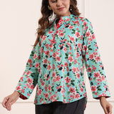 Turquoise Cotton Shirt For Women Classy