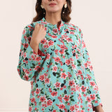 Turquoise Cotton Shirt For Women Classy