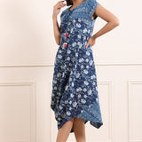 Cotton Blue Cowl Dress