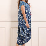 Cotton Blue Cowl Dress