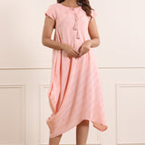 Pink Cowl Cotton Dress