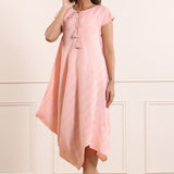 Pink Cowl Cotton Dress